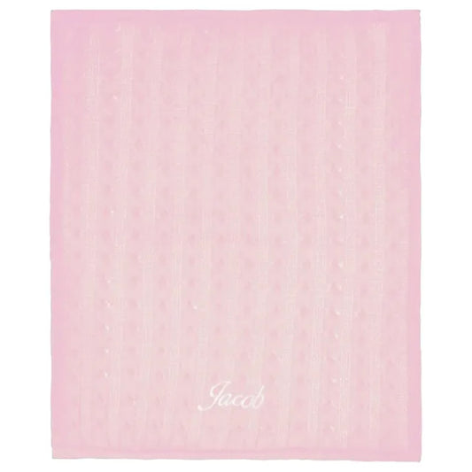 Little IA Pink Cable Knit Baby Blanket - Laadlee