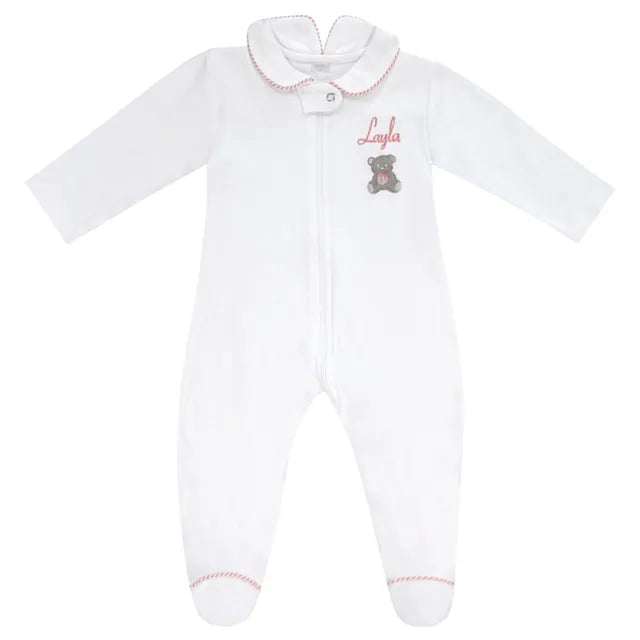 Little IA Teddy Bear Clever Zip Girl Sleepsuit - Laadlee
