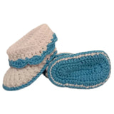 Pikkaboo HeavenlyHugs Handmade Crochet Booties - Blue & White - Laadlee