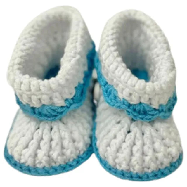 Pikkaboo HeavenlyHugs Handmade Crochet Booties - Blue & White - Laadlee