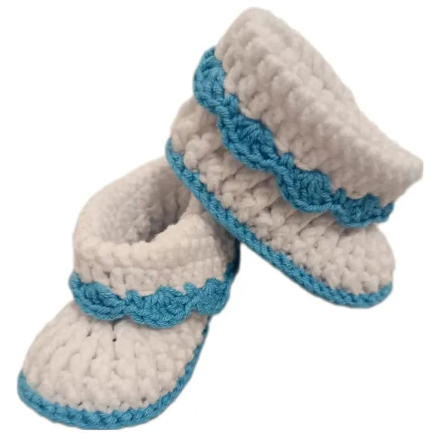 Pikkaboo HeavenlyHugs Handmade Crochet Booties - Blue & White - Laadlee