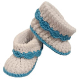 Pikkaboo HeavenlyHugs Handmade Crochet Booties - Blue & White - Laadlee