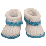 Pikkaboo HeavenlyHugs Handmade Crochet Booties - Blue & White - Laadlee