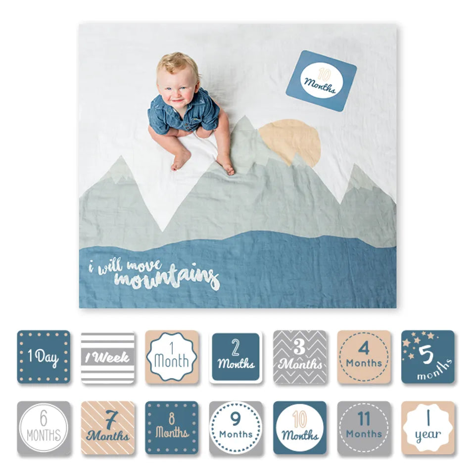 Lulujo Baby's First Year™ Blanket & Cards Set - I Move Mountains - Laadlee