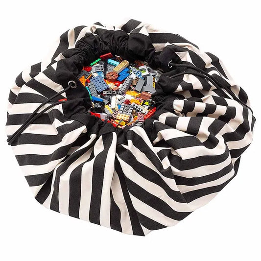Play & Go Playmat & Storage Bag - Stripes Black - Laadlee