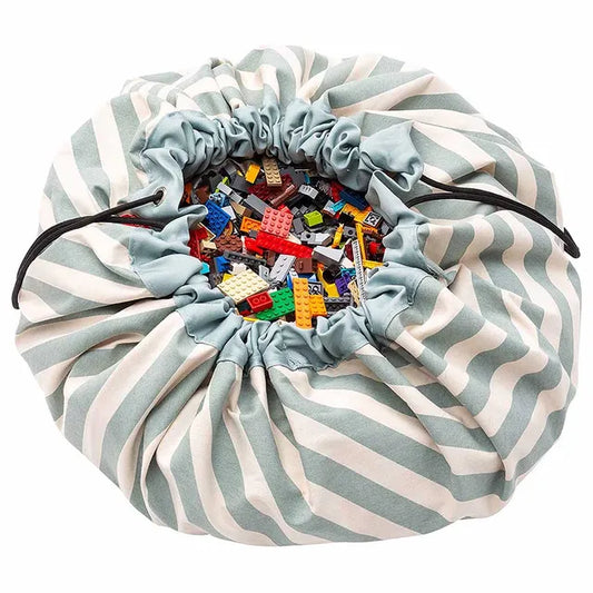 Play & Go Playmat & Storage Bag - Stripes Green - Laadlee