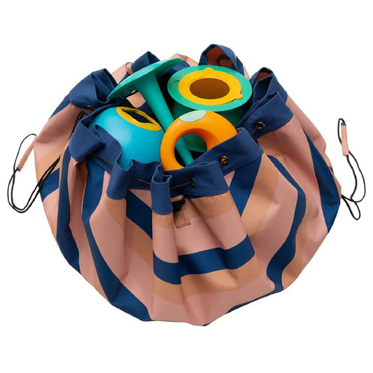 Play & Go Playmat & Storage Bag - Outdoor Stripes Mokka - Laadlee