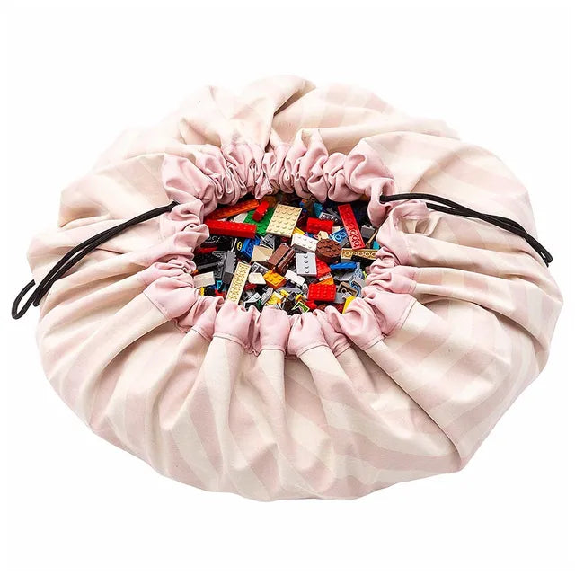 Play & Go Playmat & Storage Bag - Stripes Pink - Laadlee