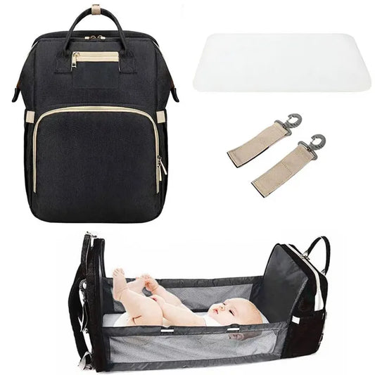 Pikkaboo 4in1 Diaper Bag with Changing Station/Crib-Black - Laadlee