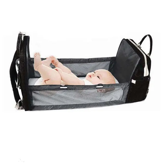 Pikkaboo 4in1 Diaper Bag with Changing Station/Crib-Black - Laadlee