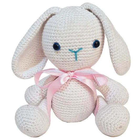 Pikkaboo Snuggle & Play Crocheted Bunny - White - Laadlee