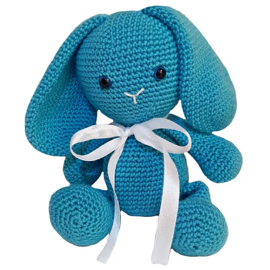 Pikkaboo Snuggle & Play Crocheted Bunny - Blue - Laadlee