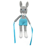 Pikkaboo Crochet Bunny Tieback Clips Pair - Blue and Grey - Laadlee
