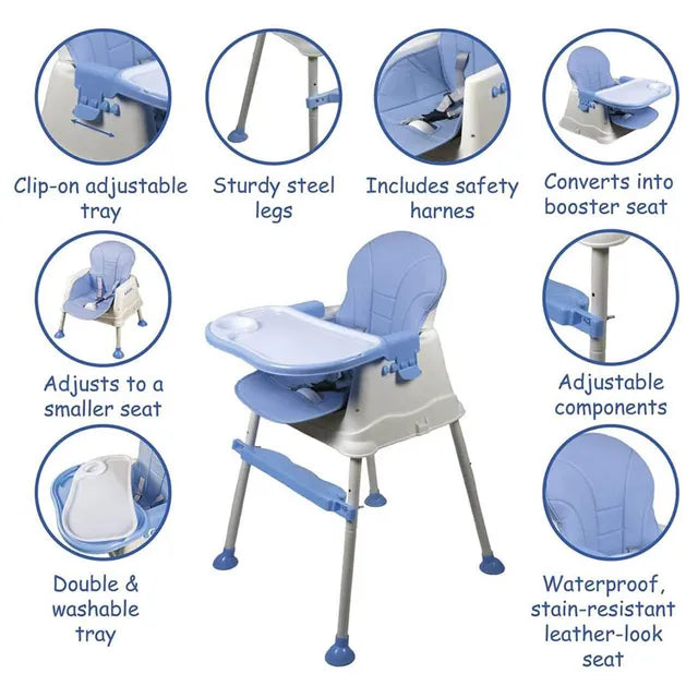 Pikkaboo European Standard All-in-One High Chair for Babies - Blue - Laadlee