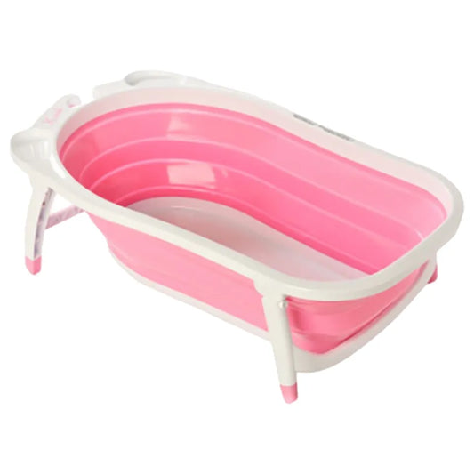Pikkaboo Baby Foldable Portable Non-Slip Bath Tub - Pink - Laadlee