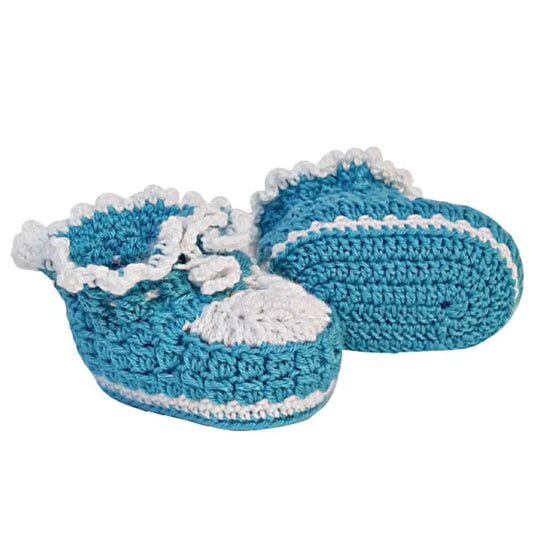 Pikkaboo LittleFeet Handmade Crocheted Baby Booties - Blue - Laadlee
