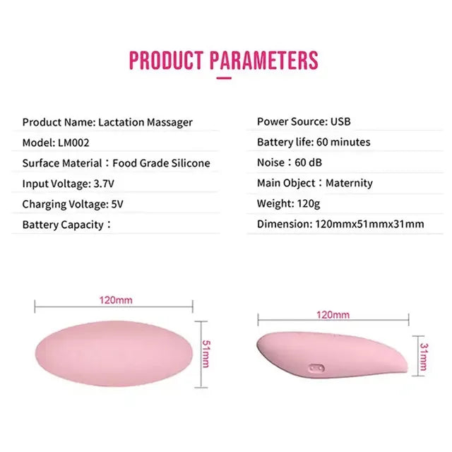 Pikkaboo Rechargeable Lactation Massager For Breastfeeding - Pink - Laadlee
