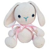 Pikkaboo Snuggle & Play Soft Crocheted Bunny set - White & Pink - Laadlee