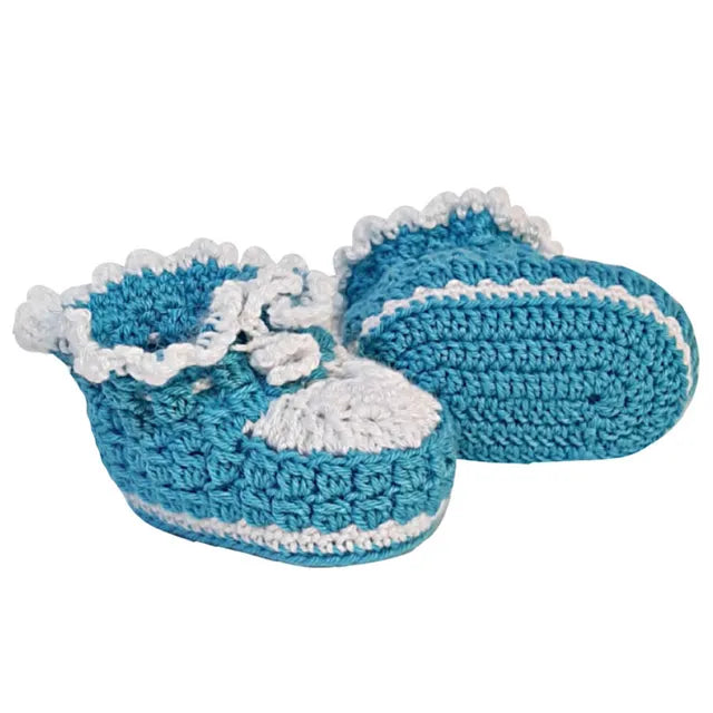 Pikkaboo Snuggle & Play Soft Crocheted Bunny set - Blue & White - Laadlee