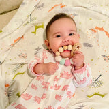 Pikkaboo Snuggle & Play Handmade Crochet Teether With Wooden Heart Braclet - Laadlee