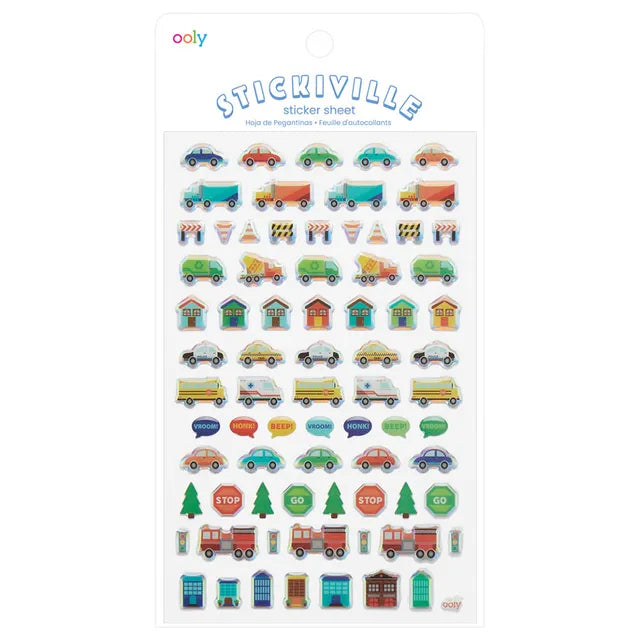 OOLY Stickiville Stickers - Standard - Workin' Wheels - Laadlee