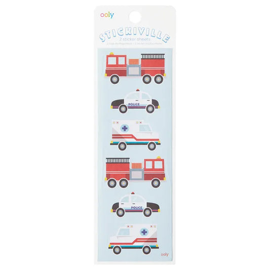 OOLY Stickiville Stickers - Skinny - Helping Vehicles - Laadlee