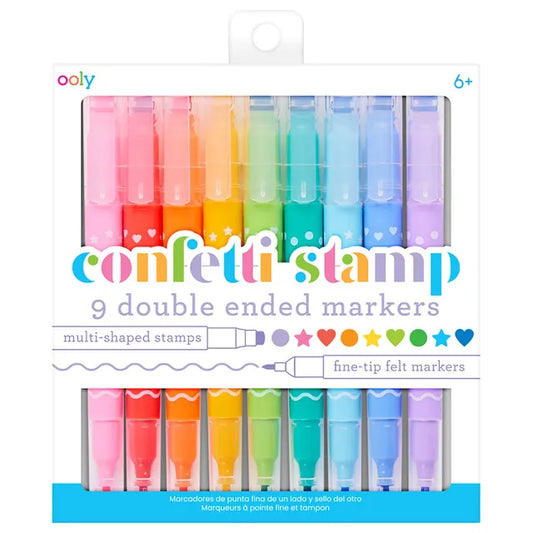 OOLY Confetti Stamp Double Ended Markers - Set of 9 - Laadlee