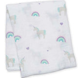 Lulujo Muslin Swaddle - Rainbows & Unicorns - Laadlee