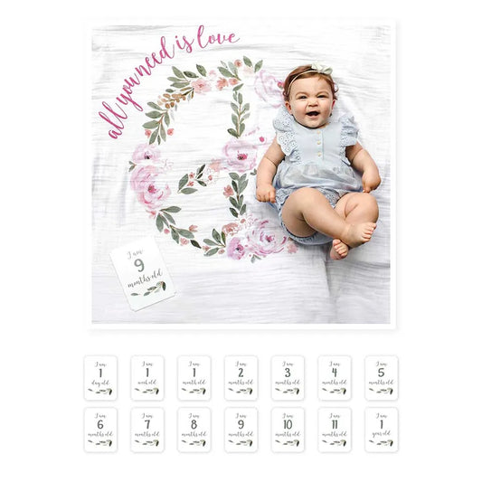 Lulujo Baby's First Year™ Blanket & Cards Set -  All You Need is Love - Laadlee