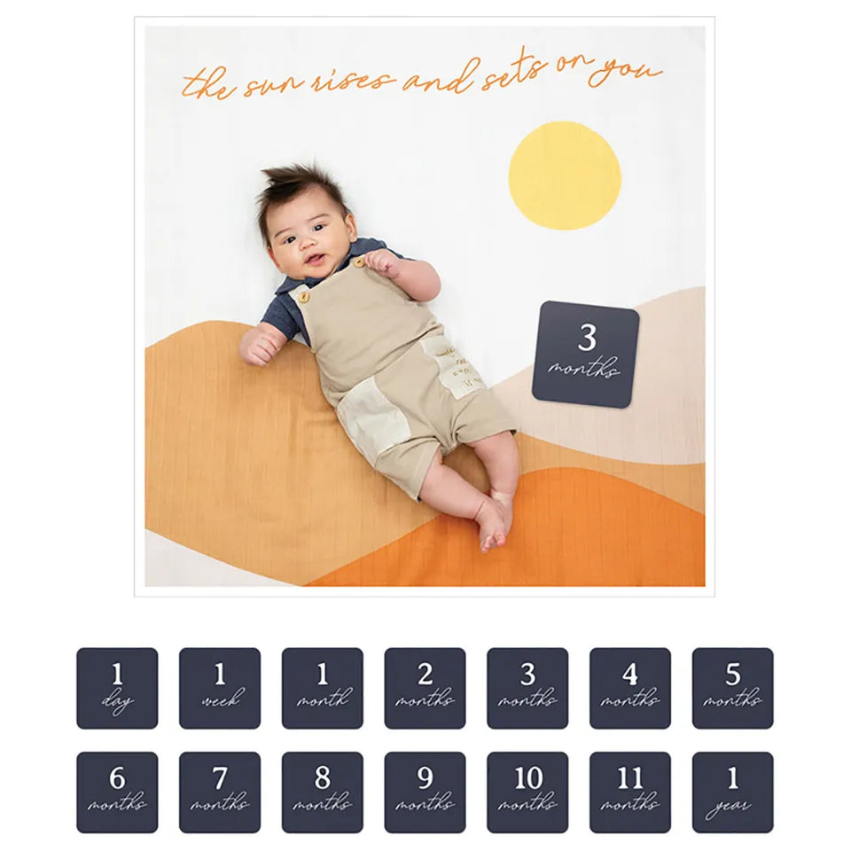 Lulujo Baby's First Year™ Blanket & Cards Set - Sun Rise - Laadlee