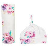 Lulujo Hello World Set (Bamboo Hat + Swaddle blanket) - Posies - Laadlee