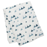 Lulujo Hello World Set (Bamboo Hat + Swaddle blanket) - Triangle Blue - Laadlee