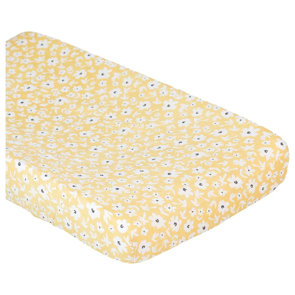 Lulujo Muslin Crib Sheet (135cm x 70cm) - Yellow Wildflowers - Laadlee