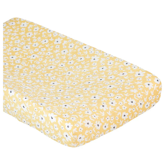 Lulujo Muslin Crib Sheet (135cm x 70cm) - Yellow Wildflowers - Laadlee