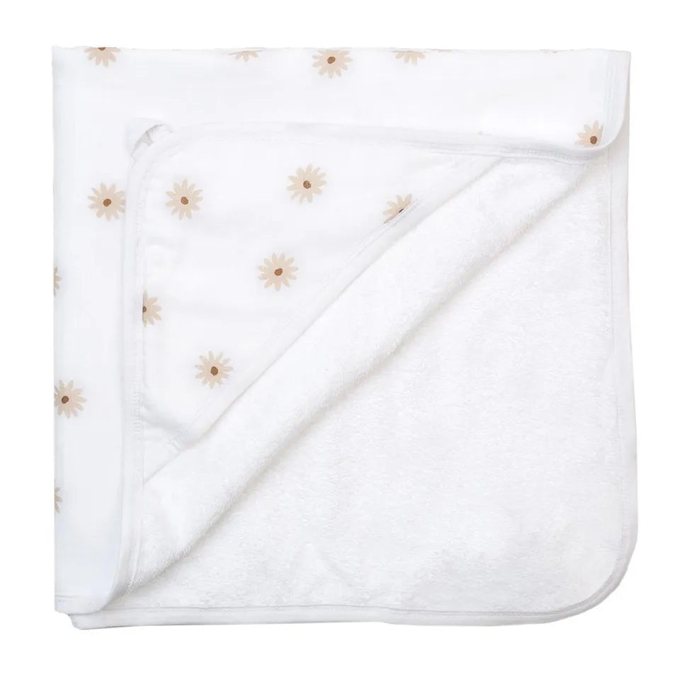 Lulujo Baby Hooded Towel - Daisies - Laadlee