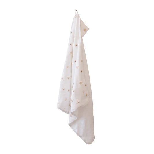 Lulujo Baby Hooded Towel - Daisies - Laadlee