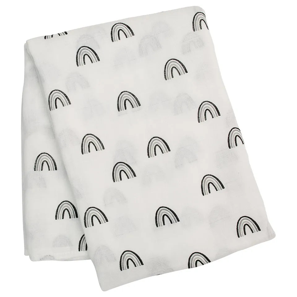 Lulujo Bamboo Swaddle - Black Rainbow - Laadlee