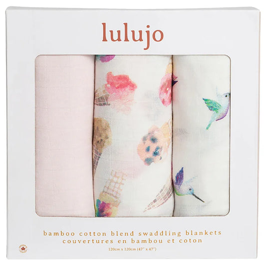 Lulujo 3-Pack Bamboo Muslin Swaddle Blankets - Pretty Pink - Laadlee