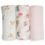 Lulujo 3-Pack Bamboo Muslin Swaddle Blankets - Pretty Pink - Laadlee