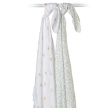 Lulujo 2-pack Cotton Swaddles - Daisy / Greenery - Laadlee