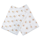 Lulujo 2-pack Cotton Swaddles - Rainbow / Suns - Laadlee