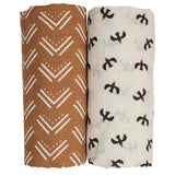 Lulujo 2-pack Cotton Swaddles - Mudcloth / Black Birds - Laadlee