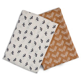 Lulujo 2-pack Cotton Swaddles - Mudcloth / Black Birds - Laadlee