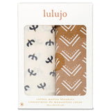 Lulujo 2-pack Cotton Swaddles - Mudcloth / Black Birds - Laadlee