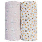 Lulujo 2-pack Cotton Swaddles - Vintage Floral / Dragonfly - Laadlee