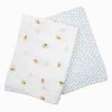 Lulujo 2-pack Cotton Swaddles - Bees & Dots - Laadlee