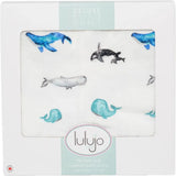 Lulujo Bamboo Crib Quilt - Whales - Laadlee