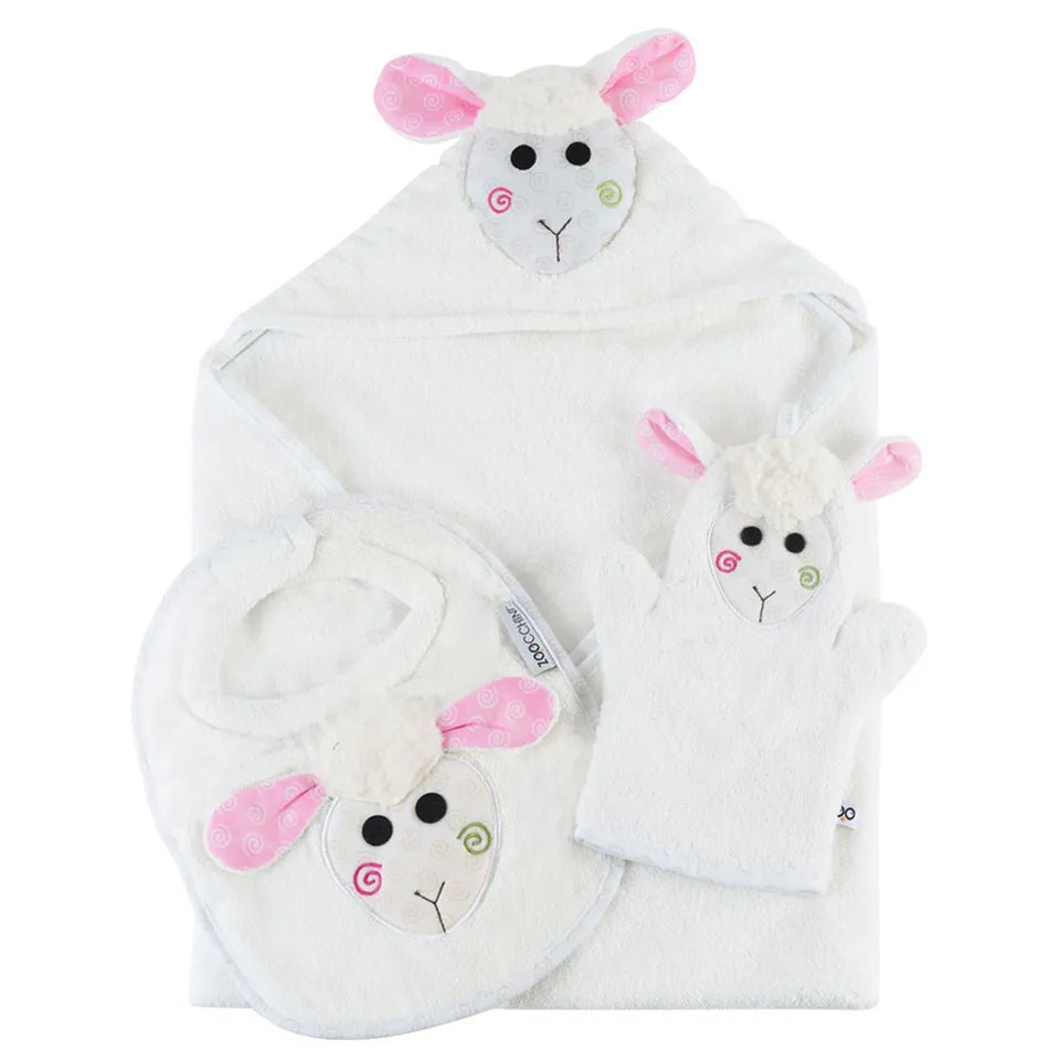 Zoocchini Baby Hooded Towel - Lola the Lamb - Laadlee