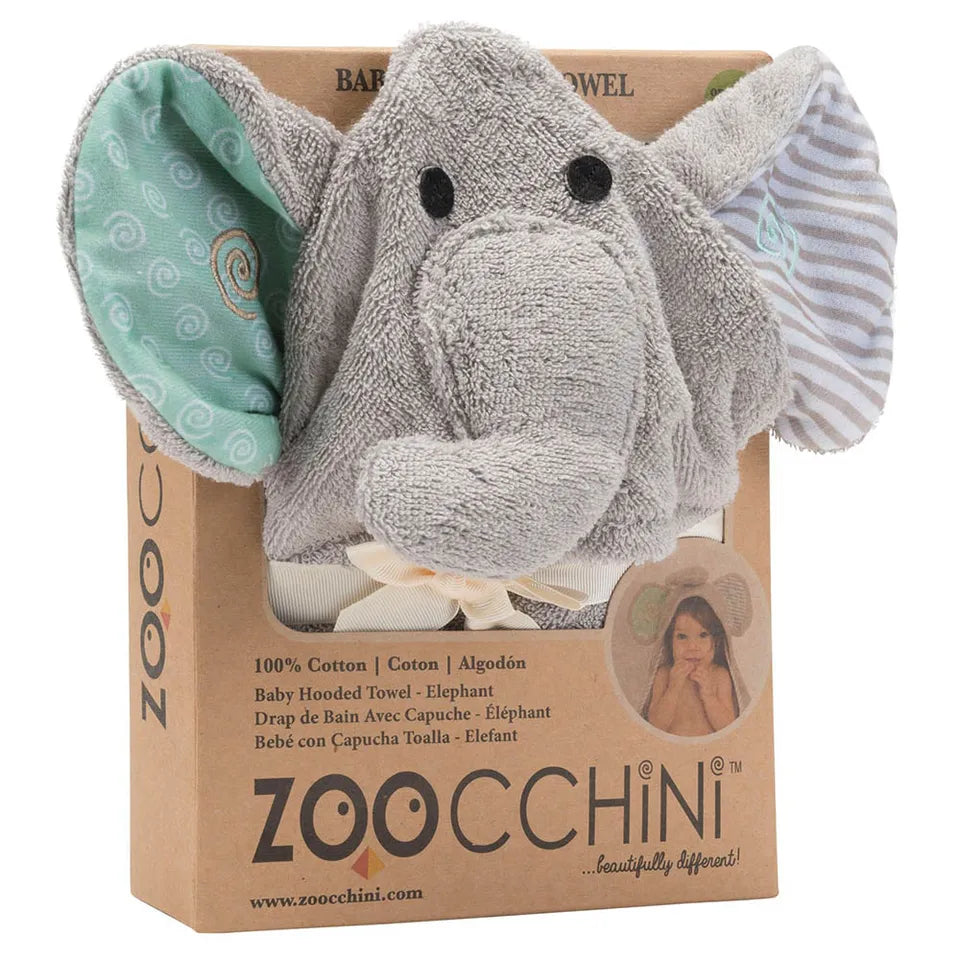 Zoocchini Baby Hooded Towel - Ellie the Elephant - Laadlee
