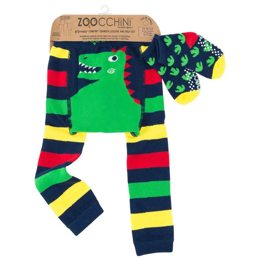 Zoocchini Comfort Crawler Babies Legging and Sock set - Devin the Dinosuar - Laadlee